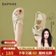 達芙妮（DAPHNE）涼鞋女2024夏季一字帶涼鞋女小香風(fēng)平底舒適沙灘涼鞋女鞋 米白色（跟高 3.5cm） 36 標準尺碼