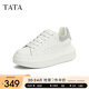 他她（TATA）小白鞋2025夏季新款奶油泡泡厚底女鞋增高松糕鞋板鞋 白/銀（跟高6cm） 35