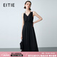 愛特愛（EITIE）【度假露背吊帶連衣裙】黑色掛脖長裙2025夏季新款戰(zhàn)袍7807554 極簡黑20 S (155)