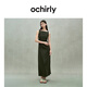 歐時(shí)力OCHIRLY 亞麻收褶小黑裙無(wú)袖連衣裙禮服女2025年夏季新款 軍綠 M
