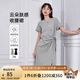 初語設(shè)計感小眾開叉連衣裙女2024夏季新款蝴蝶結(jié)收腰T恤裙中長裙 花灰色8429807 L