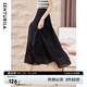 尚都比拉休閑通勤半身裙女2024夏裝新款小黑裙氣質(zhì)顯瘦a字裙中長(cháng)款 黑色 M