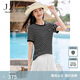 玖姿·安娜蔻miu風(fēng)航海風(fēng)條紋針織短袖T恤女2025夏季新款 條黑白 M