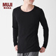 無印良品 MUJI 男式 冬季內(nèi)衣 長袖T恤 FAB61C1A 打底衫 打底衣 黑色 L