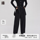 播黑色休閑褲女秋冬新款設(shè)計感復(fù)古寬松直筒背帶褲DDQ4KD5409 K40黑色 S