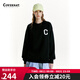 COVERNAT潮牌衛(wèi)衣 寬松圓領衛(wèi)衣男 24秋季新品衛(wèi)衣女 C標情侶款長袖套頭衫 黑色 L (175)