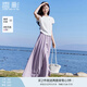 香影裙褲女闊腿褲2025夏裝新款休閑垂墜感大褲腳高腰寬松紫色褲子 紫色【裙褲】 S 155/80A/85-95斤