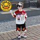 G.DUCKKIDS哪吒衣服男童夏裝短袖套裝2025年新款洋氣男寶寶夏季痞帥兒童薄款 紅色 120 cm