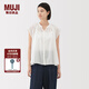 無印良品（MUJI）強捻 法國袖罩衫 短袖上衣女款女裝純棉25年夏季 BC2MMC5S 米白色 M (160/84A)