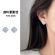 天丂耳環(huán)女氣質(zhì)四葉草藍色碎鉆耳釘女ins小眾小清新高級感耳飾 藍色