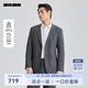 利郎西裝套裝男戧駁領(lǐng)兩?？鄞杭?5新款結婚新郎西裝商務(wù)男士正裝 黑藍間色（G5CXF021SA） 175A 175/88A 褲裝175/82A
