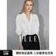 ELLE白色設計感V領襯衫女2025春裝新款寬松通勤職業(yè)裝輕奢氣質上衣 白色 M