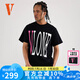 VLONE【StapleHoodle】春夏男女同款經(jīng)典大LOGO美潮純棉男士短袖T恤 黑粉-經(jīng)典大V款 L