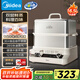 美的（Midea）穿透蒸電蒸鍋16.5L雙層大容量多功能鍋 外置加水預(yù)約保溫多用途鍋不銹鋼ZGC302352【采銷力薦】