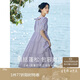 茵曼（INMAN）田園清新連衣裙夏季女氣質(zhì)A字泡泡袖蛋糕裙子 紫色 M 