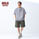 無印良品（MUJI）男式?jīng)龈泻嗬I(lǐng)短袖T恤 男士打底衫男款25年夏季涼感物語男裝 藏青色條紋 L (175/100A)