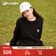 FILA FUSION斐樂潮牌情侶款套頭衛(wèi)衣秋簡(jiǎn)約寬松針織上衣可選加絨 正黑色-BK XL