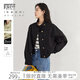 對(duì)白氣質(zhì)立領(lǐng)短款風(fēng)衣外套女2025秋裝新款抽繩高級(jí)感通勤皮衣夾克 靜謐黑 S
