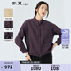 斯琴（siqin）春季新品女紫色亞麻立領(lǐng)單排扣口袋抽繩落肩襯衫上衣 BCCS01307 紫色 L