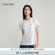 Calvin Klein Jeans夏季女士簡約ck印花休閑純色圓領(lǐng)舒適打底短袖T恤J221165 YAF-月光白 S （推薦80-95斤）