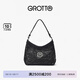 GROTTO個(gè)樂(lè )經(jīng)典黑石hobo包大小號植鞣綿羊皮腋下單肩斜挎軟包七夕禮物 經(jīng)典黑 銀標S