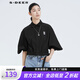 S.DEER圣迪奧女裝圓領(lǐng)字母膠印松緊長(zhǎng)袖襯衫S21280504 黑色/91 S 160