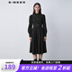 S.DEER圣迪奧春季時(shí)尚女裝休閑壓褶不規(guī)則襯衫連衣裙S22161201 黑色/91 S 160