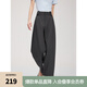 ELLE灰色格雷系松弛感休閑褲女2025夏季新款顯瘦小個子直筒西裝褲 中灰 XL