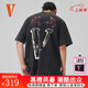 VLONE春夏男女同款提線(xiàn)木偶大LOGO重磅短袖純棉個(gè)性潮流T恤 VLTE24003黑色 L
