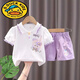 G.DUCKKIDS寶寶夏季套裝新款洋氣女童短袖短褲套1-3歲嬰兒夏天衣服4 夏季 兔兔套裝紫色 90