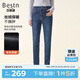 百斯盾復(fù)合麗絲絨牛仔褲女2024秋季新款加絨暖柔不臃腫顯瘦小腳鉛筆褲 深藍(lán)色-ND3V1615610 29 (2尺2)