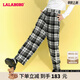 LALABOBO經(jīng)典格子闊腿褲女高腰顯瘦重工釘珠寬松顯瘦休閑褲子L21D-WXZC48 黑色 S 160