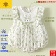 G.DUCKKIDS品牌正品嬰兒連體衣夏款純棉女寶寶洋氣哈衣爬服碎花公主風(fēng)衣服包 官方旗艦白底印花不帶襪子 均碼 66