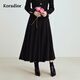 珂萊蒂爾秋季款法式優(yōu)雅100綿羊毛過(guò)膝保暖A型中厚半身裙 黑色 M