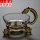 正揚(yáng)玻璃茶漏茶濾創(chuàng)意茶葉過(guò)濾網(wǎng)泡茶濾茶器茶隔漏斗功夫茶具配件 龍頭茶漏(玻璃)—黃色