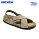 BIRKENSTOCK勃肯德國進口女款牛皮絨面革軟底Tulum交叉帶系踝涼鞋 沙色窄版1029834 39