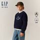 Gap【大小童同款】男女童仿羊羔絨加厚衛衣上衣646064 海軍藍 160 cm (14-15歲) 亞洲尺碼