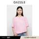 DAZZLE 地素短袖T恤2025年春季新款深灰色印花小T恤 粉紅色 M
