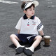mlgt kids童裝男童套裝2025夏季新款時(shí)尚兒童衣服Polo領(lǐng)小男孩兩件套 白色 110 cm