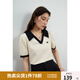 獨束大碼女裝【多色可選】Polo領T恤女夏裝新款微胖mm撞色休閑上衣 奶油米 XL