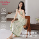 歐迪芬（Ordifen）涼感睡裙女夏季冰絲莫代爾2025吊帶裙帶胸墊家居服可外穿XL