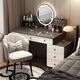 宛初梳妝臺臥室現代簡(jiǎn)約2025新款小戶(hù)型多功能化妝臺斗柜一體化妝桌鏡 推薦款【五抽+LED】灰色80-100