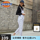 dickies背帶褲 撞色壓線設(shè)計(jì) 女式寬松工裝長(zhǎng)褲 背帶褲女DK008093 白色 XS
