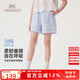 英氏（YEEHOO）女童短褲兒童褲子中大童裝休閑褲百搭寬松時尚甜美夏裝 淺藍  160