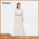 Fabrique【張碧晨同款】蕾絲鏤空拼接上衣半裙套裝女新款 白色長裙 L