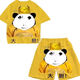 歌百夢(mèng)大膽龍衣 T恤搞怪抽象衣服搞怪休閑惡搞夏季情侶龍圖兩件套 黃色(龍圖)套裝 XS 50-60斤【中小學(xué)生】