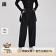 播黑色休閑褲女秋冬新款設(shè)計(jì)感復(fù)古寬松直筒背帶褲DDQ4KD5409 K40黑色 S