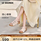 萊爾斯丹厚乳麻薯2025春夏新款時尚休閑外穿三帶勃肯拖鞋女23202 燕麥色 TPS 37 （235mm）