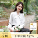 朵以（Duoyi）2025春季新款法式氣質(zhì)優(yōu)雅通勤珠光飄帶蝴蝶結(jié)襯衫長袖襯衣 云白色 M