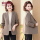 俞兆林中老年女裝短款西裝春裝外套女中年媽媽上衣夾克2025春秋新款套裝 咖色 2XL 【115斤左右】